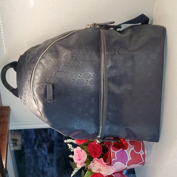 Unisex style GUCCI pvc/leather backpack (sz Large) - Picture 1 of 16
